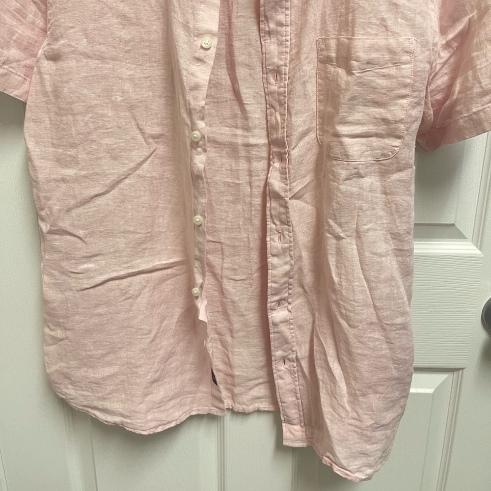Faherty Pink Linen Short Sleeve Button Down - Picture 3 of 10